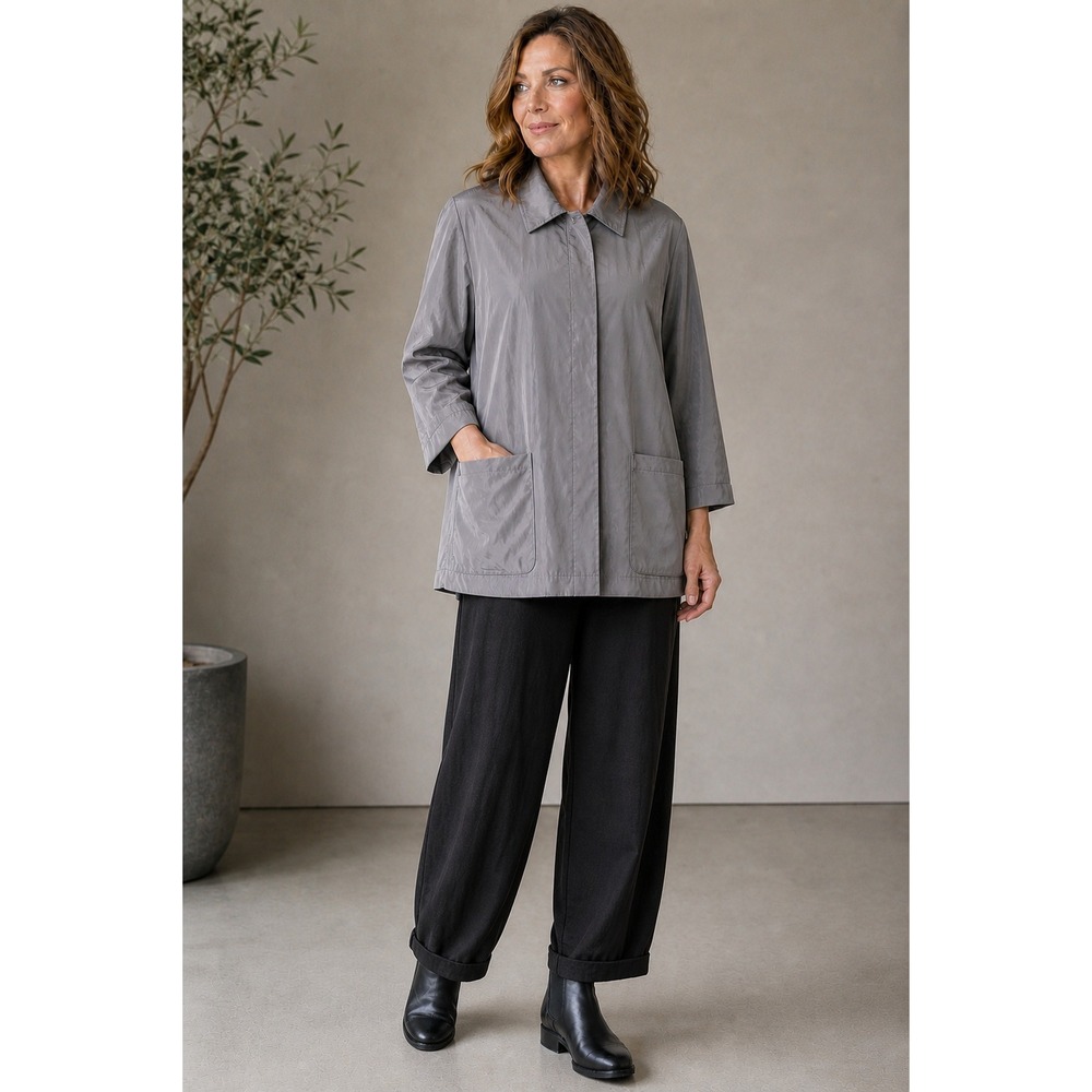 Sun Kim Lagenlook Oversized Jacket Womens XL Gray Lightweight Draped‎ Boho Coat